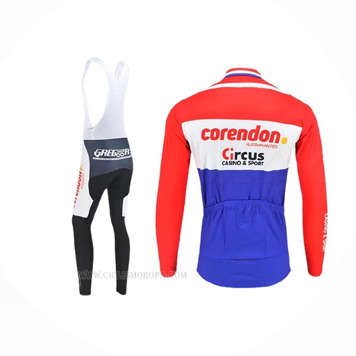 2019 Ropa Ciclismo Corendon Circus Rojo Blanco Azul Mangas Largas y Culotte Lunga